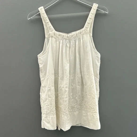 Aerie Cream Smocked Tank Top size L - Picture 3 of 4